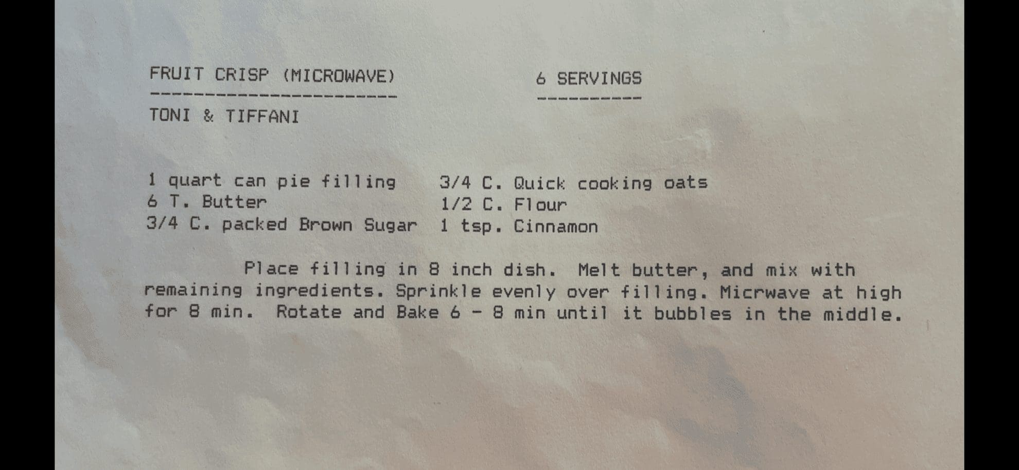 Fruit Crisp Recipe